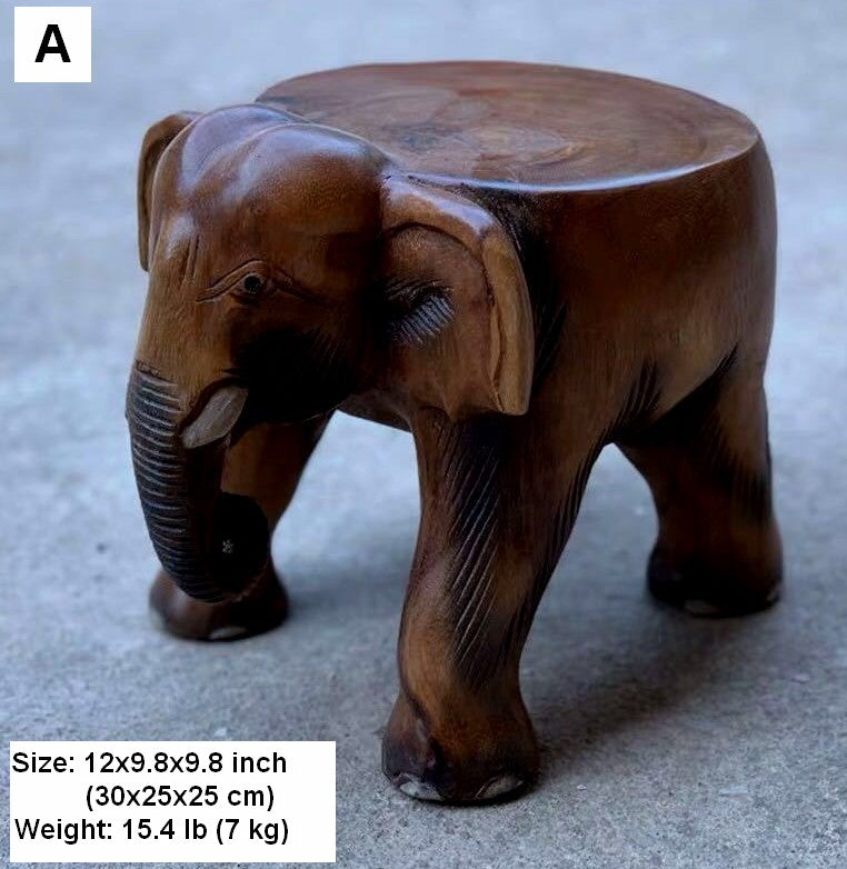 Elephant Wooden Stool, Elephant Sofa Stool, Dining Table Stool, Handmade Solid Wood low Stool, Creative Shoe-changing Stool-Art Painting Canvas