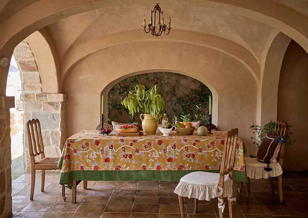 Farmhouse Table Cloth, Dining Room Flower Table Cloths, Large Square Tablecloth for Round Table, Extra Large Rectangular Table Covers for Kitchen-Art Painting Canvas