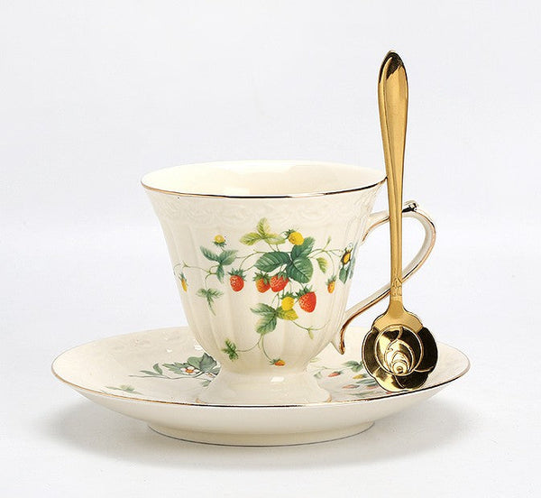 Beautiful British Tea Cups, Elegant Bone China Porcelain Tea Cup Set, Traditional English Tea Cups and Saucers, Unique Ceramic Coffee Cups-Art Painting Canvas