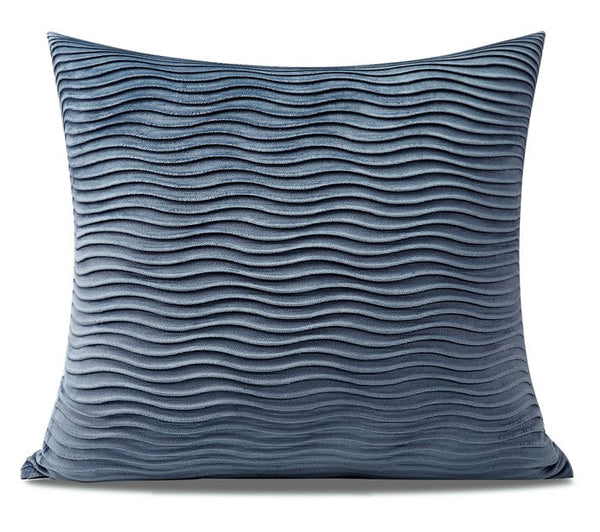 Abstract Blue Decorative Throw Pillows, Large Simple Throw Pillow for Interior Design, Geomeric Contemporary Square Modern Throw Pillows for Couch-Art Painting Canvas