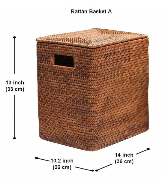 Rectangular Storage Baskets, Large Brown Rattan Storage Baskets, Storage Baskets for Bathroom, Storage Basket with Lid, Storage Baskets for Clothes-Art Painting Canvas