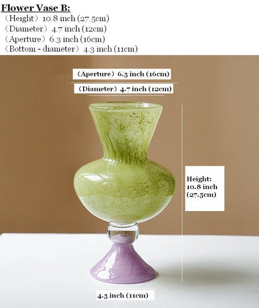 Modern Glass Vase for Flowers, Mid Century Glass Vases, Handmade Modern Vases for Living Room, Unique Decorative Glass Vase, Centerpiece Contemporary Vases on Table-Art Painting Canvas