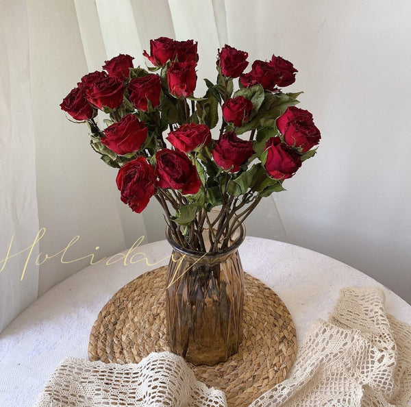 Rose Floral Bouquet, Dried Rose Flowers, Natural Dried Rose Flower Bunches, A Bunch Dried Rose Flowers, Red Yellow Purple Dried Rose Flowers-Art Painting Canvas