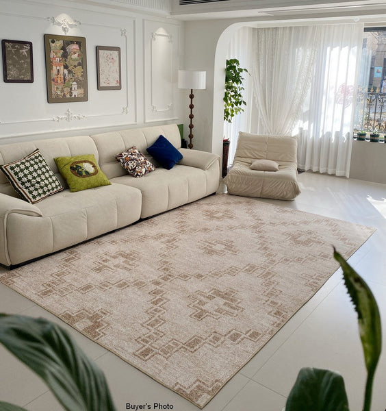 Modern Geometric Carpets for Bedroom, Contemporary Abstract Rugs under Dining Room Table, Modern Living Room Rug Placement Ideas-Art Painting Canvas