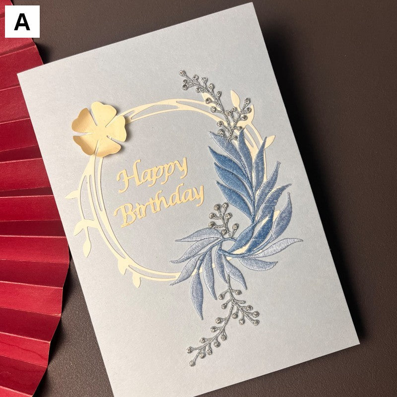 Beautiful Greeting Cards to Friends, Embroidery Greeting Cards, Creative Birthday Greeting Card, Original Handmade Embroidery Greeting Cards-Art Painting Canvas