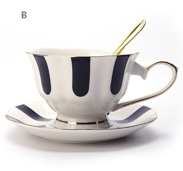 Unique Porcelain Cup and Saucer, Creative Ceramic Coffee Cups, Beautiful British Tea Cups, Creative Bone China Porcelain Tea Cup Set-Art Painting Canvas