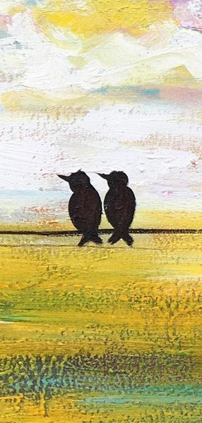 Paintings for Dining Room, Modern Painting, Love Birds Painting, Wedding Gift, Simple Abstract Painting, Abstract Landscape Painting-Art Painting Canvas