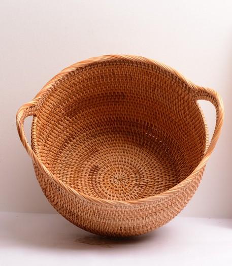 Woven Storage Basket, Kitchen Storage Basket, Large Rattan Basket, Kitchen Storage Ideas, Round Storage Basket-Art Painting Canvas