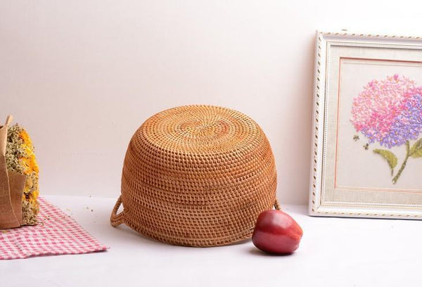 Woven Storage Basket, Kitchen Storage Basket, Large Rattan Basket, Kitchen Storage Ideas, Round Storage Basket-Art Painting Canvas