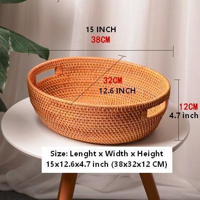 Large Rattan Storage Basket, Round Storage Basket for Pantry, Storage Baskets for Kitchen, Woven Storage Basket-Art Painting Canvas