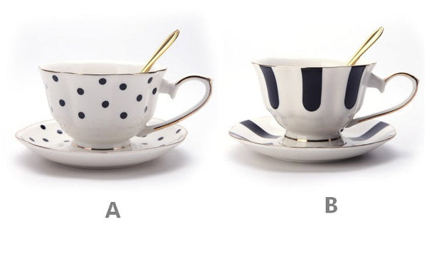 Unique Porcelain Cup and Saucer, Creative Ceramic Coffee Cups, Beautiful British Tea Cups, Creative Bone China Porcelain Tea Cup Set-Art Painting Canvas
