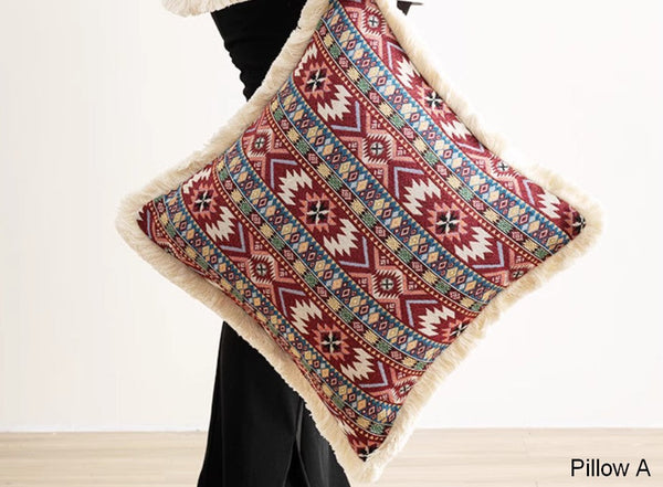 Large Bohemian Decorative Sofa Pillows for Living Room, Modern Geometric Pillows, Decorative Throw Pillows for Bedroom, Oriental Throw Pillow for Couch-Art Painting Canvas