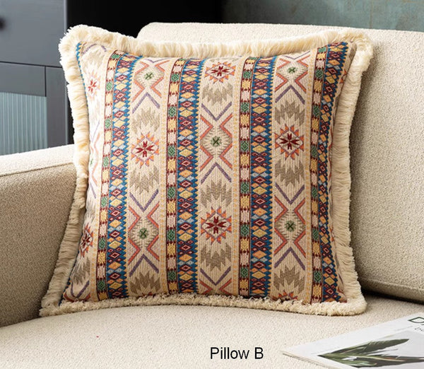 Decorative Throw Pillows for Bedroom, Bohemian Decorative Sofa Pillows for Living Room, Extra Large Modern Geometric Pillows, Oriental Throw Pillow for Couch-Art Painting Canvas