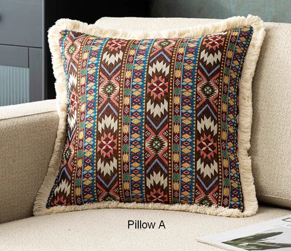 Large Bohemian Decorative Sofa Pillows for Living Room, Modern Geometric Pillows, Decorative Throw Pillows for Bedroom, Oriental Throw Pillow for Couch-Art Painting Canvas
