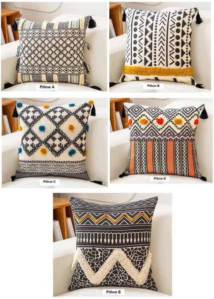 Decorative Throw Pillows for Couch, Geometric Modern Pillow Covers, Oriental Square Pillows for Bedroom, Bohemian Decorative Sofa Pillows-Art Painting Canvas