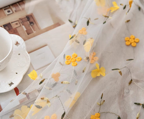 Yellow Flower Lace Tablecloths, Extra Large Rectangular Tablecloth for Oval Table, Lace Embroidered Table Covers, Rectangular Table Covers for Coffee Table-Art Painting Canvas
