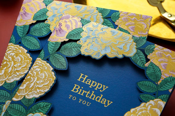 Blue Flower Greeting Cards, Beautiful Greeting Cards to Friends, Creative Birthday Greeting Card, Original Handmade Greeting Cards-Art Painting Canvas