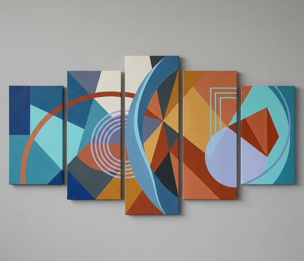 Dining Room Wall Art Paintings, Colorful Abstract Paintings, Hand Painted Acrylic Art, Geometric Modern Art
