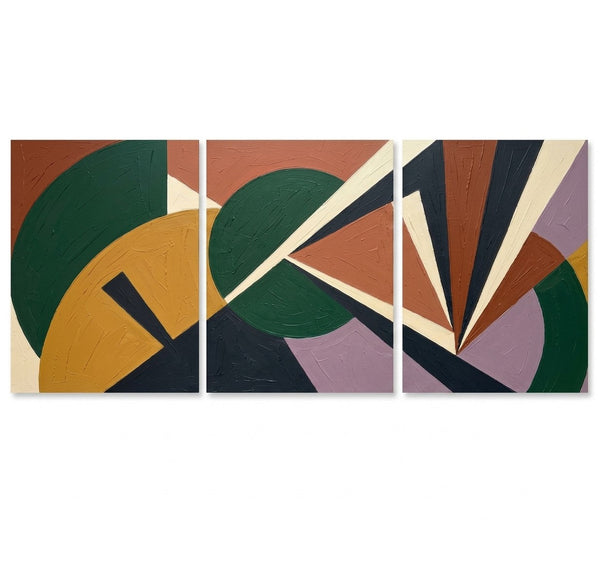 Modern Paintings for Mid Century Living Room, Multi Panel Canvas Paintings, Geometric Abstract Art-Art Painting Canvas