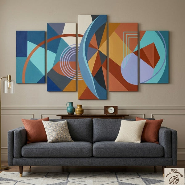 Dining Room Wall Art Paintings, Colorful Abstract Paintings, Hand Painted Acrylic Art, Geometric Modern Art