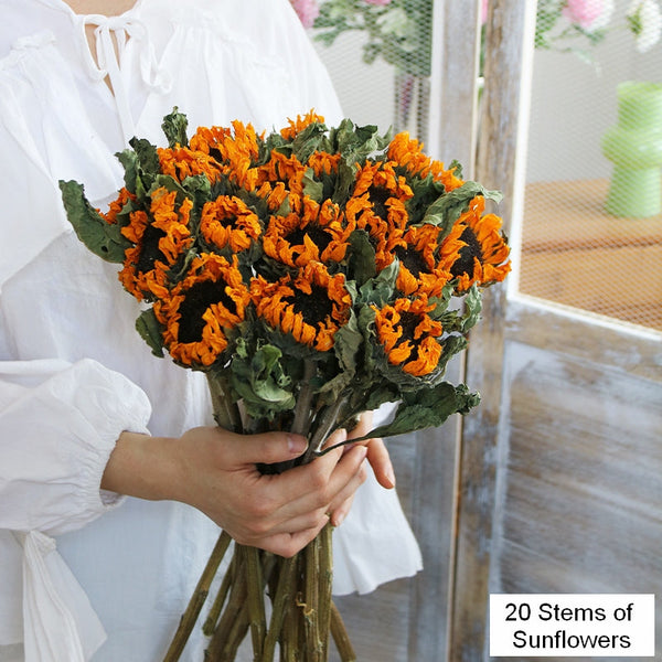 Natural Dried Sunflower Stems, Flower Arrangement, Natural Decorations, A Bunch of Sunflowers, Handmade Artificial Flowers for Home Decor-Art Painting Canvas