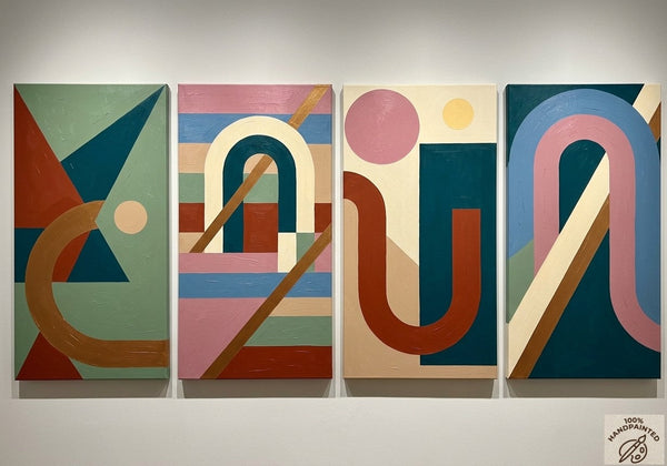 Hand Painted Canvas Art, Multi Panel Wall Painting, Modern Contemporary Paintings, Geometric Abstract Paintings-Art Painting Canvas