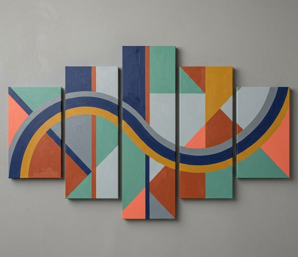 Modern Wall Art Paintings, Colorful Abstract Paintings, Hand Painted Acrylic Art, Geometric Canvas Art-Art Painting Canvas