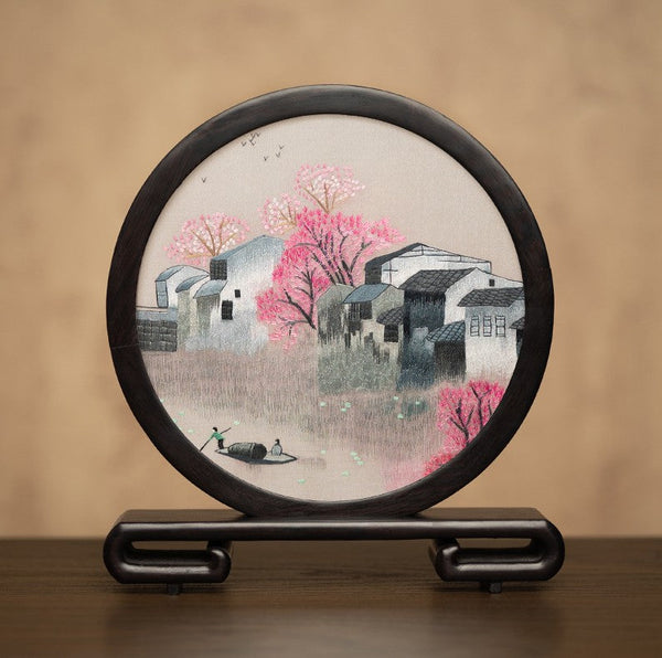Traditional Chinese Suzhou Embroidery Ornament, Premium Souvenir, Exclusive Business Present Panda Embroidered Decor, Unique Birthday Gift-Art Painting Canvas