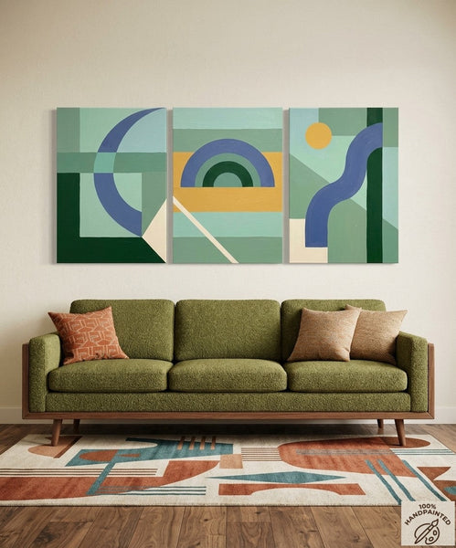 Large Group Paintings for Living Room, Multi Panel Canvas Artwork, Geometric Modern Paintings, Original Abstract Art-Art Painting Canvas
