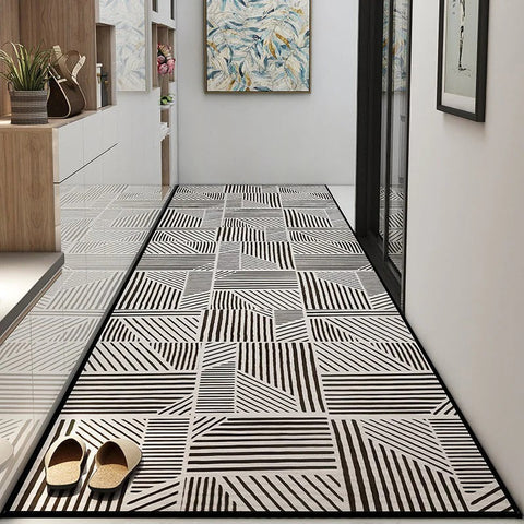 Geometric Modern Long Hallway Runners, Long Hallway Runners, Non Slip Entryway Runner Rug Ideas, Contepmorary Runner Rugs, Extra Long Narrow Runner Rugs-Art Painting Canvas