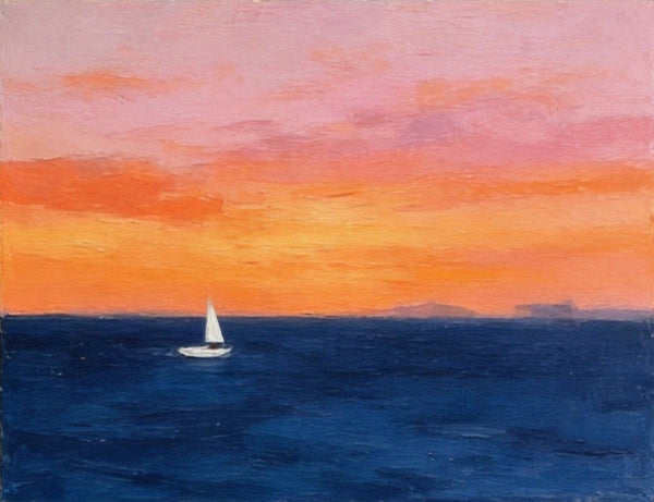 Quiet Evening Seaview, Hand Painted Canvas Art, Small Canvas Artwork, Original Seascape Paintings, Original Oil Paintings, Buy Small Paintings Online-Art Painting Canvas