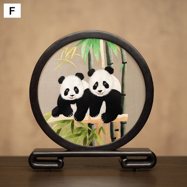Exclusive Business Present Panda Embroidered Decor, Traditional Chinese Suzhou Embroidery Ornament, Premium Souvenir, Unique Birthday Gift-Art Painting Canvas