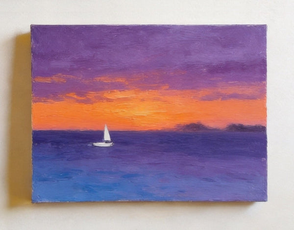 Hand Painted Canvas Art, Quiet Evening Seaview, Original Seascape Paintings, Original Oil Paintings, Buy Small Paintings Online, Small Canvas Artwork-Art Painting Canvas