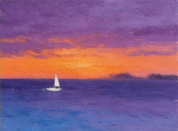 Hand Painted Canvas Art, Quiet Evening Seaview, Original Seascape Paintings, Original Oil Paintings, Buy Small Paintings Online, Small Canvas Artwork-Art Painting Canvas