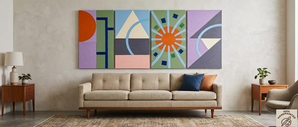 Original Canvas Wall Art for Living Room, Colorful Abstact Art, Geometric Modern Paintings-Art Painting Canvas