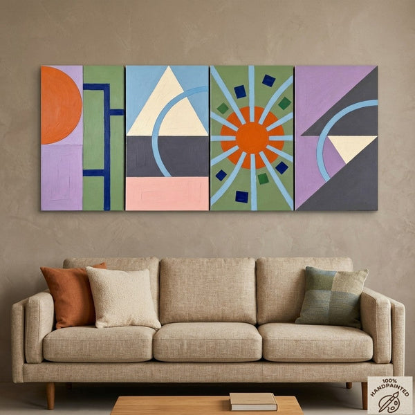 Original Canvas Wall Art for Living Room, Colorful Abstact Art, Geometric Modern Paintings-Art Painting Canvas