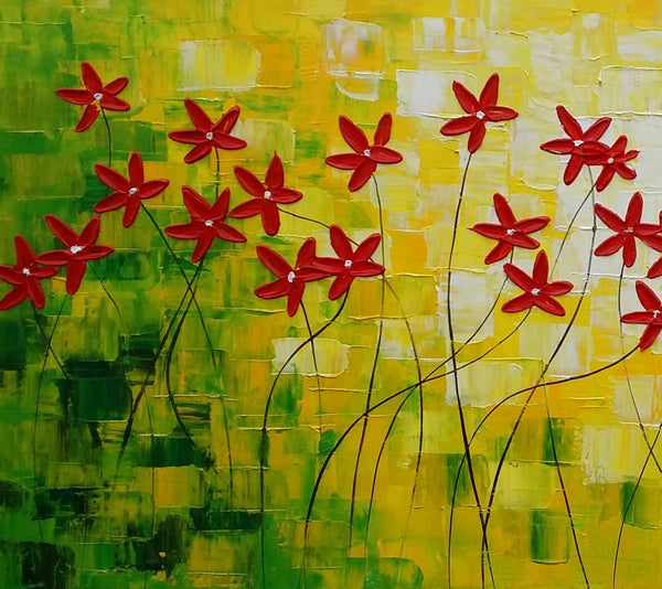 Flower Painting, Abstract Wall Art, Custom Canvas Art, Contemporary Artwork, Art on Canvas 269-Art Painting Canvas