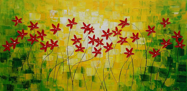Flower Painting, Abstract Wall Art, Custom Canvas Art, Contemporary Artwork, Art on Canvas 269-Art Painting Canvas