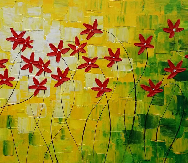 Flower Painting, Abstract Wall Art, Custom Canvas Art, Contemporary Artwork, Art on Canvas 269-Art Painting Canvas