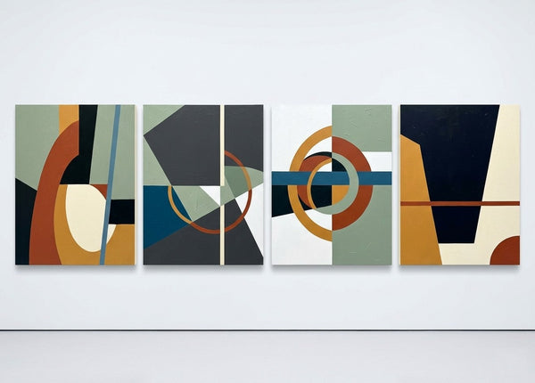 Large Multi Panel Wall Art, Original Acrylic Artwork, Abstract Geometric Art, Modern Canvas Art for Bedroom-Art Painting Canvas