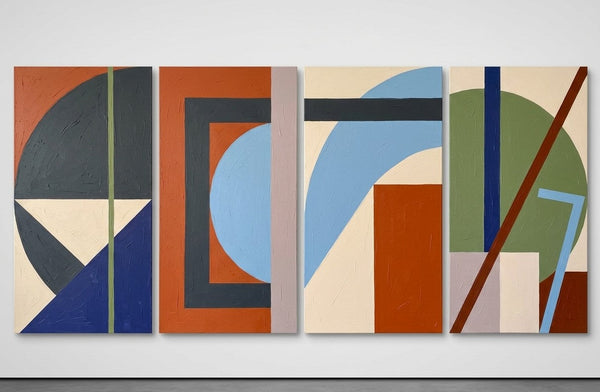 Multi Panel Wall Painting, Hand Painted Canvas Art, Modern Contemporary Paintings, Geometric Abstract Painting-Art Painting Canvas