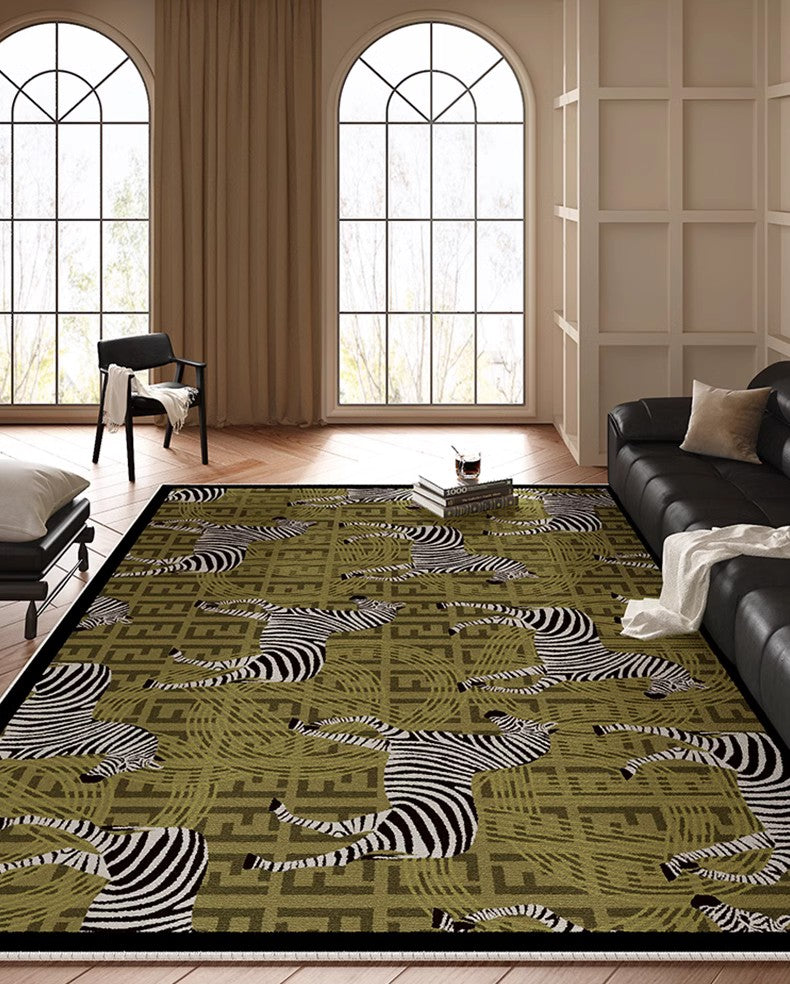 Mid Century Zebra Modern Rugs in Bedroom, Dining Room Modern Rugs, Living Room Modern Area Rugs, Large Contemporary Floor Carpets