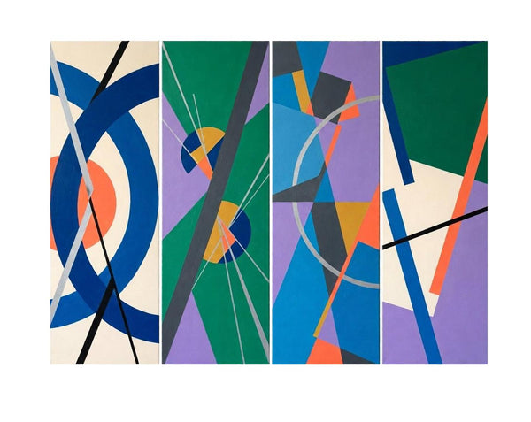 Geometric Abstract Paintings, Modern Contemporary Paintings, Hand Painted Canvas Art, Multi Panel Wall Art Paintings-Art Painting Canvas