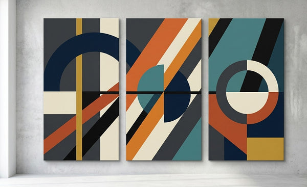 Hand Painted Canvas Art, Multi Panel Wall Painting, Modern Contemporary Paintings, Geometric Abstract Paintings-Art Painting Canvas
