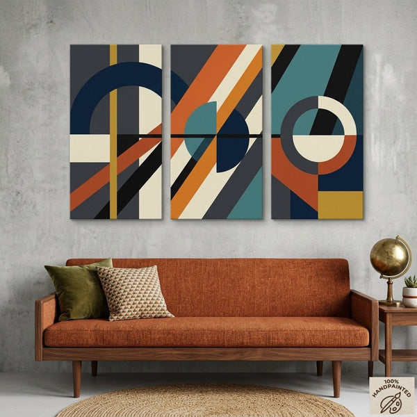 Hand Painted Canvas Art, Multi Panel Wall Painting, Modern Contemporary Paintings, Geometric Abstract Paintings-Art Painting Canvas