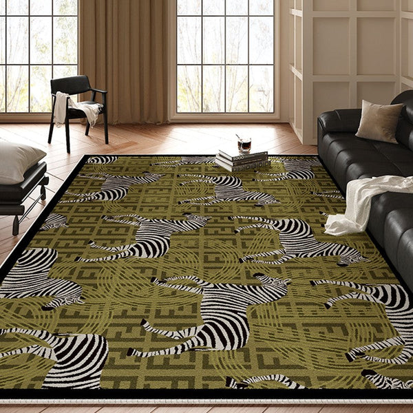 Mid Century Zebra Modern Rugs in Bedroom, Dining Room Modern Rugs, Living Room Modern Area Rugs, Large Contemporary Floor Carpets