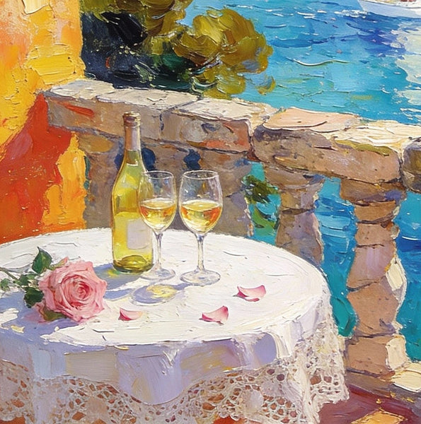 The Beauty of the Mediterranean Coast, Original Small Paintings on Canvas, Seashore Beach, Small Landscape Paintings, Palette Knife Impasto Paintings, Small Paintings on Canvas, Hand Painted Canvas Art-Art Painting Canvas