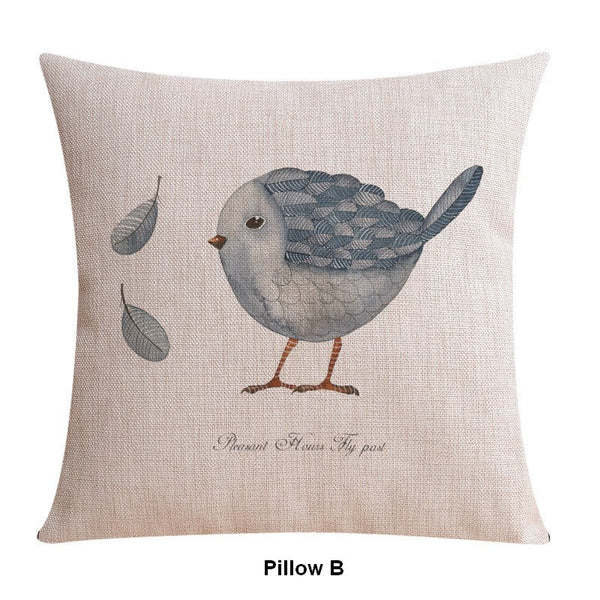 Decorative Sofa Pillows for Dining Room, Simple Decorative Pillow Covers, Love Birds Throw Pillows for Couch, Singing Birds Decorative Throw Pillows-Art Painting Canvas