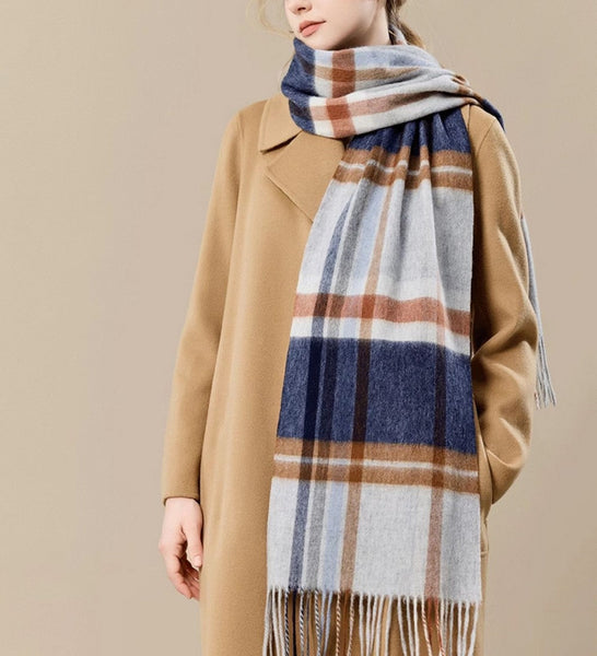 Soft Cashmere Scarf for Women, Checked Scarf Winter Wool Scarf, Elegant Wool Scarves, Warm Winter Scarf, Cold Weather Scarf, Holiday Scarf, Fashion Scarf, Christmas Gifts for Her-Art Painting Canvas