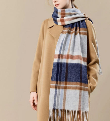 Soft Cashmere Scarf for Women, Checked Scarf Winter Wool Scarf, Elegant Wool Scarves, Warm Winter Scarf, Cold Weather Scarf, Holiday Scarf, Fashion Scarf, Christmas Gifts for Her-Art Painting Canvas